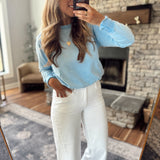 Denim Drift Mineral Cloud Bubble Hem Pullover