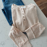 Totally Blushing Beige Confetti Block Henley