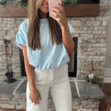 Baby Blue Bubble Hem Short Sleeve Tee