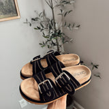 Black Faux Suede Smitten Sandals