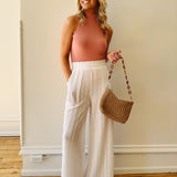 Take A Bow Off White Wide-Leg Pants