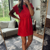 Red Motion Cinch Waist Mini