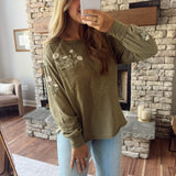 Burnt Olive Pocket Full of Posies Top