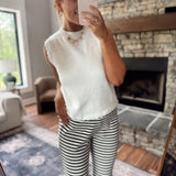 White Scalloped Knit Sweater Vest