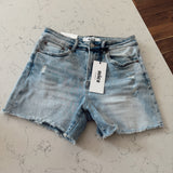 Mica City Blue Frayed Hem Denim Shorts