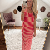 Blush Striped Sweater Midi Dress
