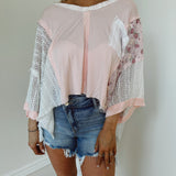 Flouncing Around Pale Pink Oversized Contrast Top