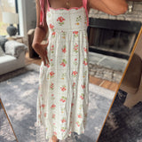 Pink Floral Tile Midi Dress