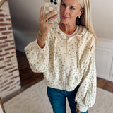 Cream Floral Thermal Hoodie Jacket
