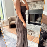 Yuki Brown Strapless Linen Midi