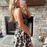 Black Florals V Neck Strappy Romper