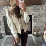 Whip Cream Jada Cropped Basic Crew Neck