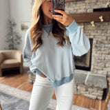 Dusty Blue Astoria Striped Sweatshirt