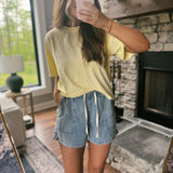 Denim Tencel Drawstring Shorts