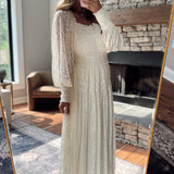 Cream Lace Enchantment Smocked Square Neck Maxi