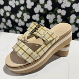 Teresa Beige Platform Buckle Strap Sandal