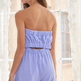 Blue Iris Cutout Back Terry Knit Strapless Jumpsuit