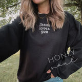 Embroidered Jesus Loves You Crew IN STOCK