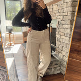 Risen Tan HR Crop Barrel Corduroy Pants