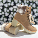 Monroe Khaki Hiking Boot Heel