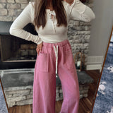 Slay The Day Dusty Pink Wide Leg Sweat Pant