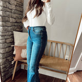 Judy Blue HW Tummy Control Fray Hem Flare