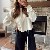 Cream Washed Waffle Long Sleeve