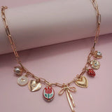 Rose Accent Charm Necklace