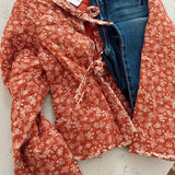 Made For You Rust Floral Quilted Front Tie Jacket