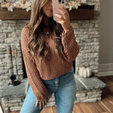 Nine To Five Light Brick Open Knit Top