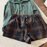 Brown Borrowed Plaid Shorts