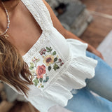Off White Poetry in Petals Tank