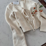 Beige Gorgina Tie Front Knitted Cardigan