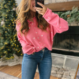 Rose Heart Embroidered Piper Knit Cardigan