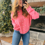 Rose Heart Embroidered Piper Knit Cardigan