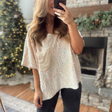 Fool For You Ivory Sequin Top