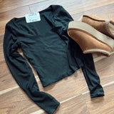 Not Your Average Long Sleeve Black Top