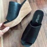 Sandra Black Slip On Wedge Heels
