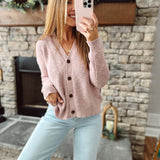 Chill Day Mauve V-Neck Button Down Cardi
