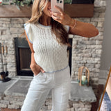Tide Whisperer Pointelle Knit Flutter Sleeve Tank