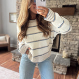 Cream & Blue Vonda Sweater
