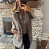 Gun Metal Hooded Puffer Vest