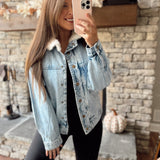Sammie Sherpa Collar Oversized Denim Jacket