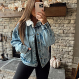 Sammie Sherpa Collar Oversized Denim Jacket