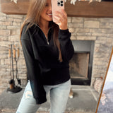 Beyond Cozy Black Half Zip with Side Pockets