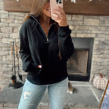 Beyond Cozy Black Half Zip with Side Pockets