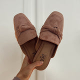 Girl Boss Blush Knotted Suede Slip On Flats
