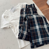 Navy Plaid Teddy Detail PJ Pants