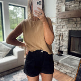 Perfect Black Pleated Shorts with Pockets
