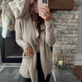 Stay Indoors Taupe Ribbed Front Cardi with Pockets